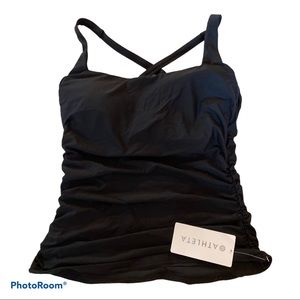 Athleta Square Neck Bra Cup Tankini Black 36D/DD L